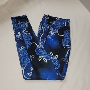 Iron Yokai Limited Blue Rose V-Cut Leggings Size X-Large